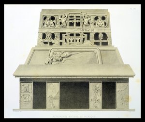 太陽の神殿の正面、パレンケ、「古代メキシコのモニュメント」からのプレート26、ユージーンシセリ（1813-90）1866によって彫刻 作： Johann Friedrich Maximilian von Waldeck